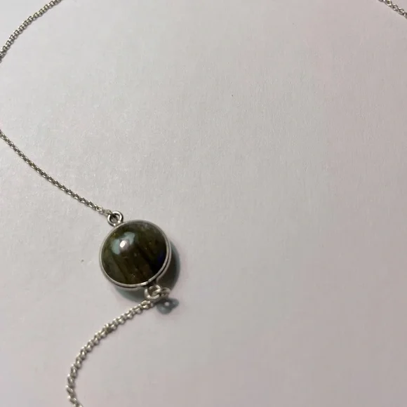 Lapis and Round Labradorite 925 Sterling Silver Station Necklace 36” - Picture 13 of 15